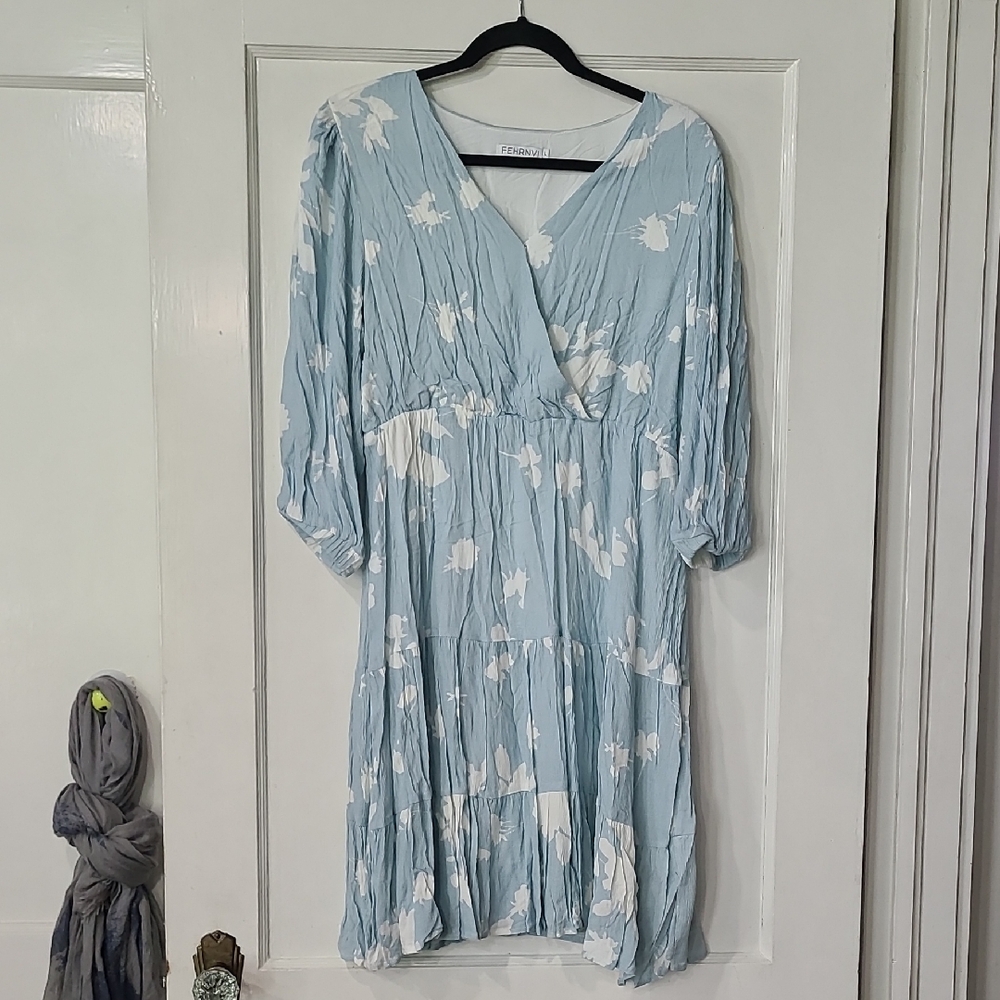 Light Blue Floral Women's Dress